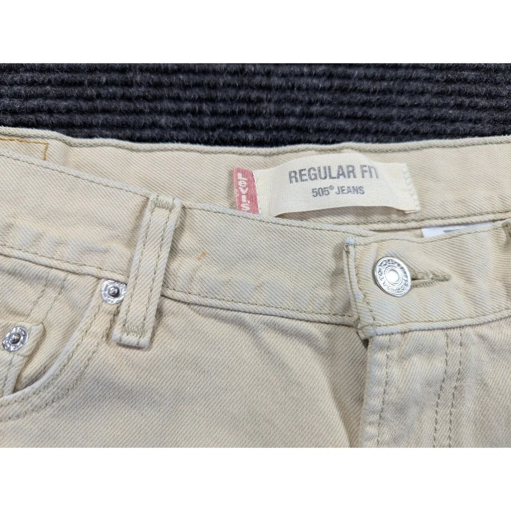 Levi's 505 Regular Fit Jeans Mens 36x32 Off White Denim Cotton Straight Leg